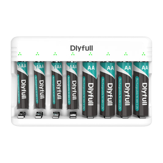 Dlyfull U8 8 Bays USB Charger for Ni-MH/CD Batteries AA AAA Batteries