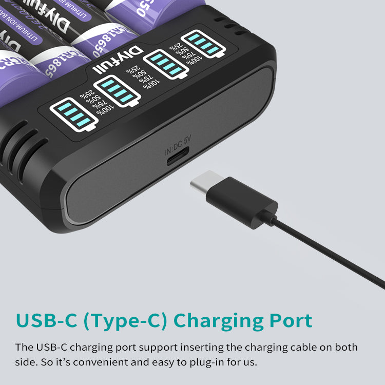 Dlyfull M4S 4 Bays USB Universal Charger For 3.6/3.7V Li-ion LiFePO4、1.2V Ni-Mh/cd Batteries