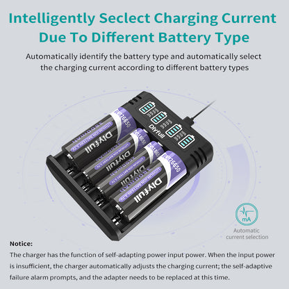 Dlyfull M4S 4 Bays USB Universal Charger For 3.6/3.7V Li-ion LiFePO4、1.2V Ni-Mh/cd Batteries