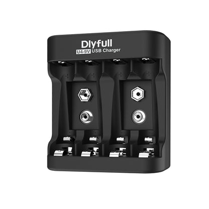 Dlyfull U4-9V 4 Bays USB Charger For 1.2V Ni-MH/CD  and 9V Size Batteries