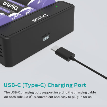 Dlyfull U5B 4 Bays USB Li-ion Battery Charger For 3.6V/3.7V Li-ion Such as 18650 Battery