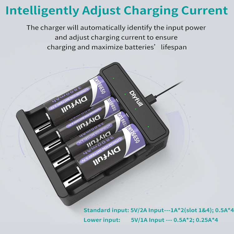 Dlyfull U5B 4 Bays USB Li-ion Battery Charger For 3.6V/3.7V Li-ion Such as 18650 Battery