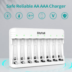 Dlyfull U8 8 Bays USB Charger for Ni-MH/CD Batteries AA AAA Batteries