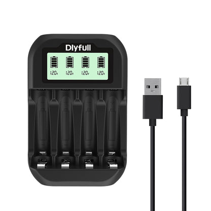 Dlyfull UN4 4 Bays USB Smart  LCD Charger For Ni-MH/Cd Batteries Ultra Fast 1A Charging