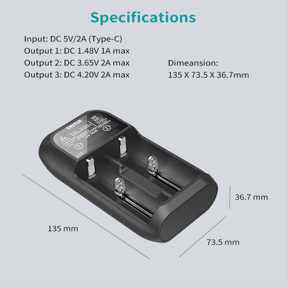 Dlyfull UT2 2Bays USB Universal Test Charger For Li-ion,LiFePO4 and Ni-Mh Batteries