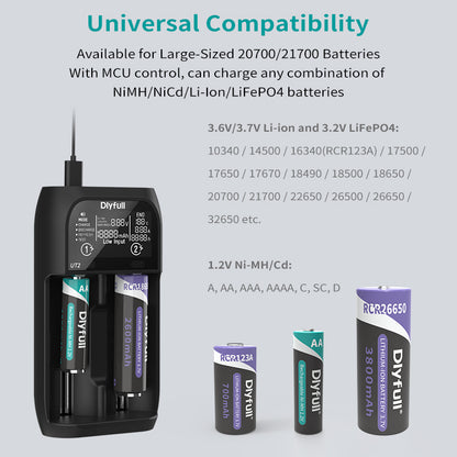 Dlyfull UT2 2Bays USB Universal Test Charger For Li-ion,LiFePO4 and Ni-Mh Batteries