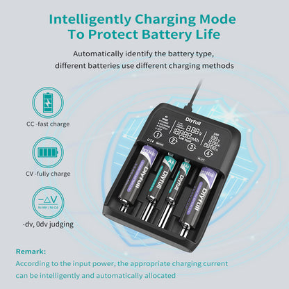 Dlyfull UT4 Test Charger With Type C InPut Touch Screen For Li-ion, LiFePO4 18650 22650 21700 32650 And NI-MH AA C D Battery Charger