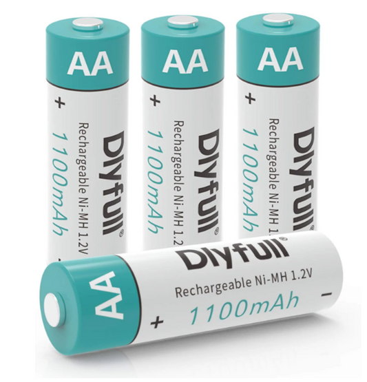 Dlyfull Pack of 4 AA Batteries 1100mAh High Capacity Precharged Ni-MH AA Rechargeable Batteries