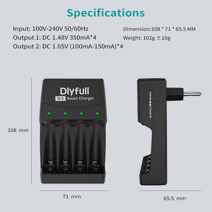 Dlyfull N5 4 Slots Smart Alkaline NiMH AA AAA Smart Battery Charger with Temperature Protection