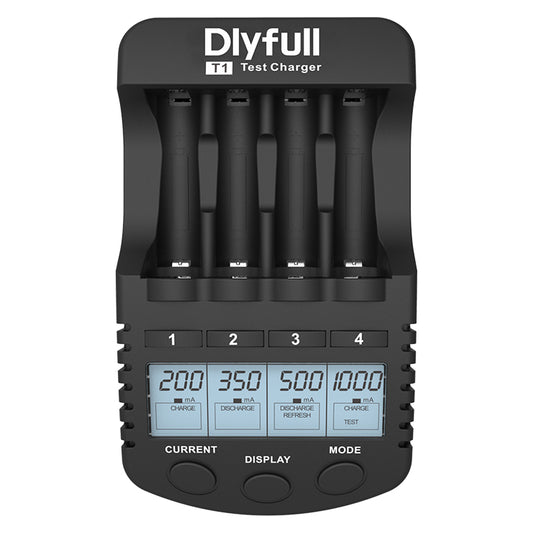 Dlyfull T1 4 Slots Smart Ni-MH AA AAA Test Charger with Discharge, Refresh Function