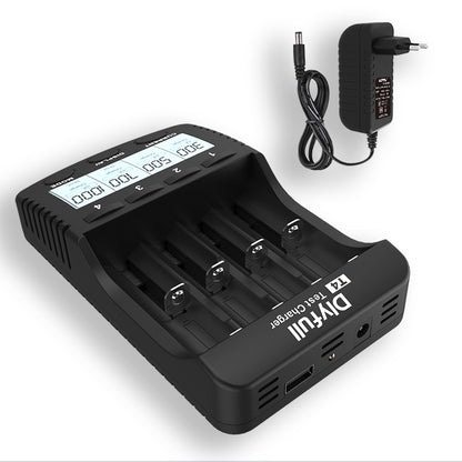 Dlyfull T4 4 Slots Universal Battery Charger with USB output Test Refresh Discharge function