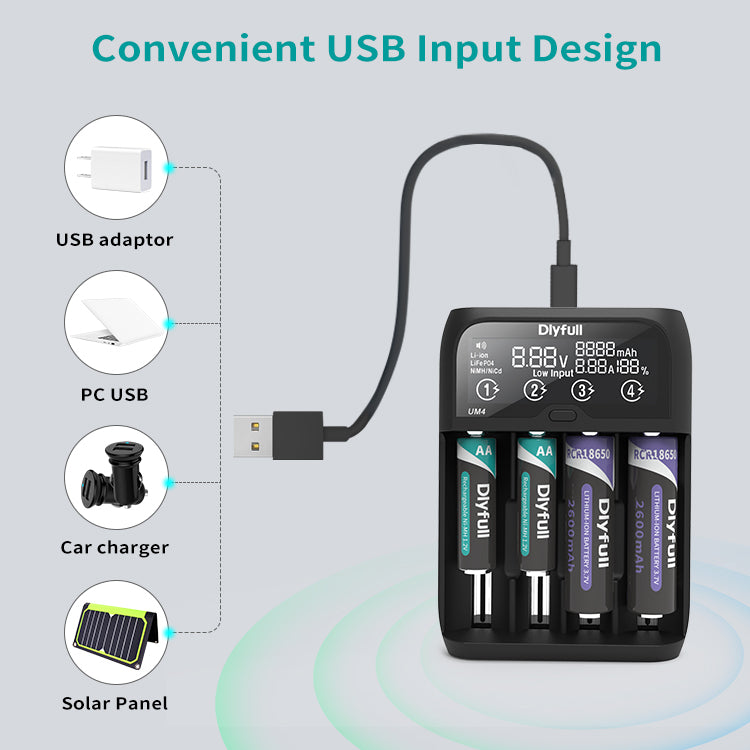 Dlyfull UM4 4 Slots Smart Universal Fast Charger