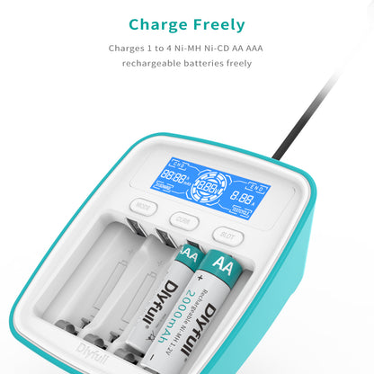 Chargeur de batterie Dlyfull UT1 chargeur USB chargeur Ni-MH pour piles AA AAA avec fonction de test de capacité d'affichage LCD